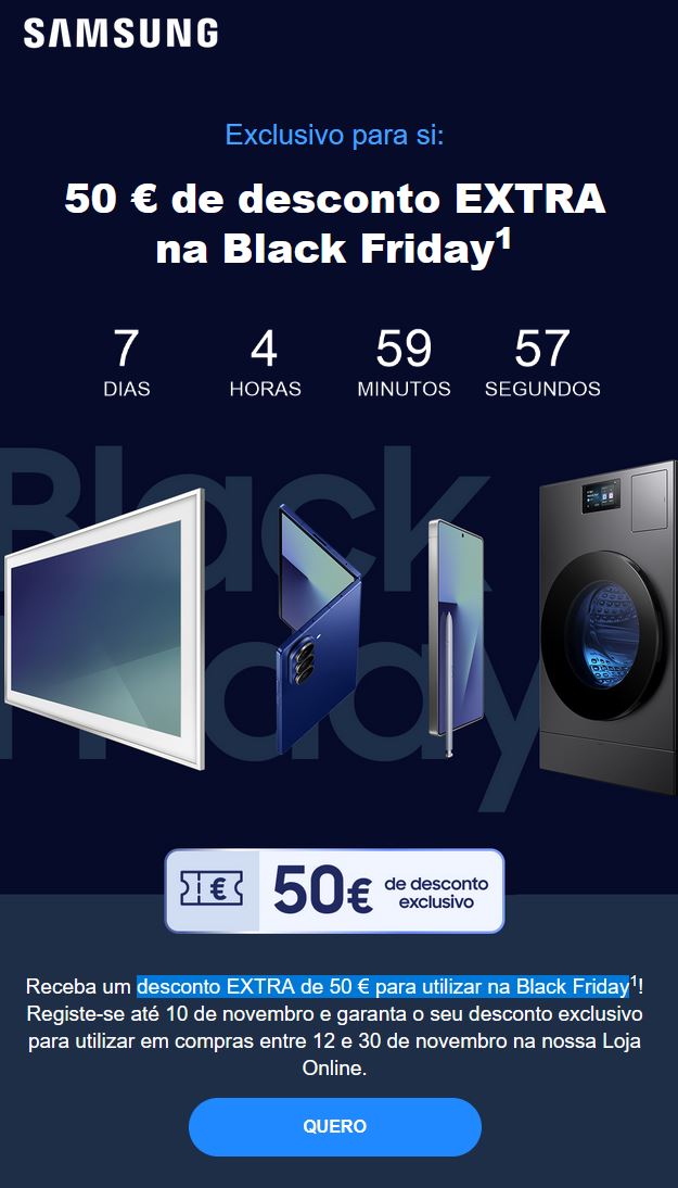black friday da samsung oferece-te desconto extra de 50€ 4 Desconto EXTRA de 50 € para utilizares na Black Friday da Samsung